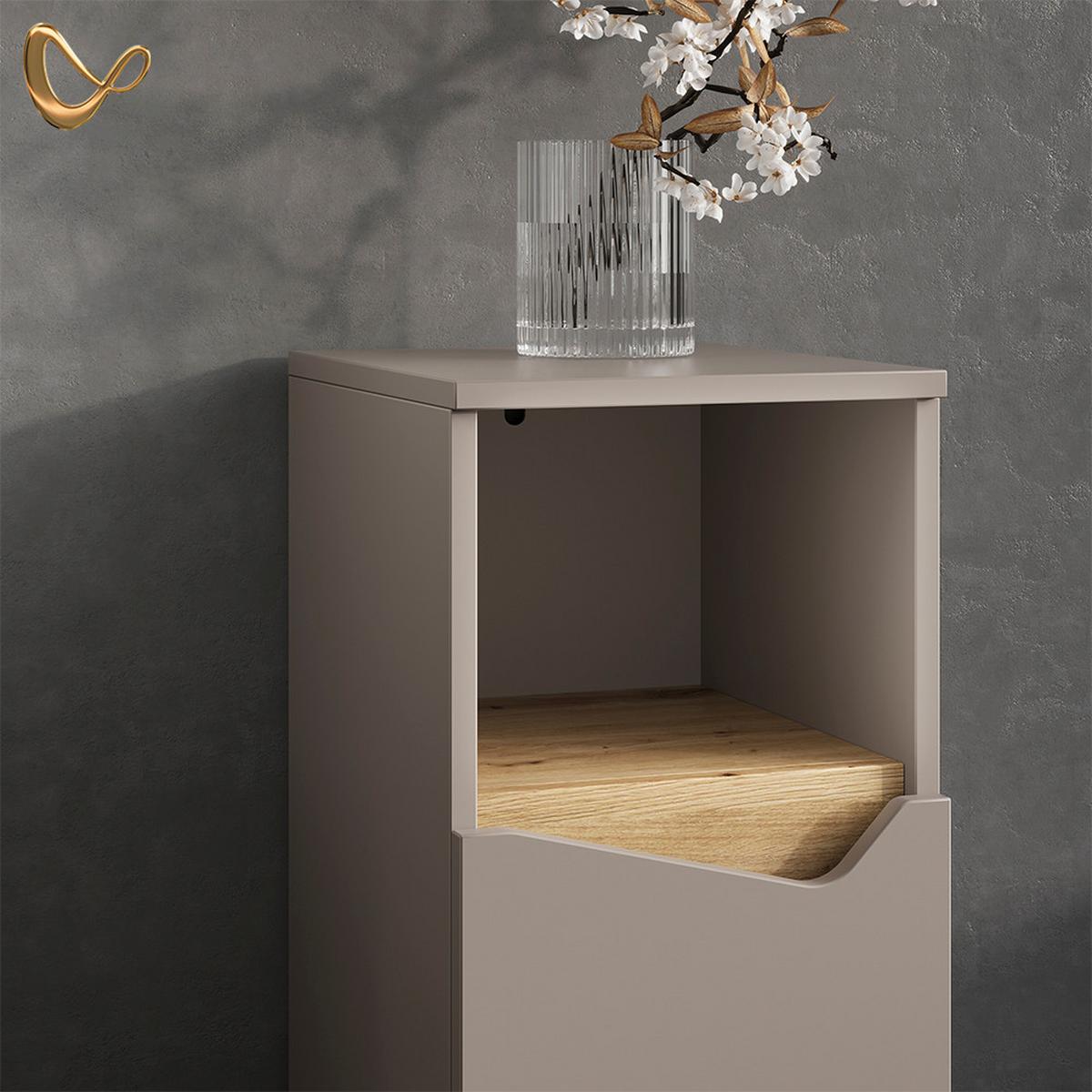 BADMÖBEL-KOMBINATION Timavo Greige 4 Teile - Greige, Holzwerkstoff (60/57/35cm) - Livinity®