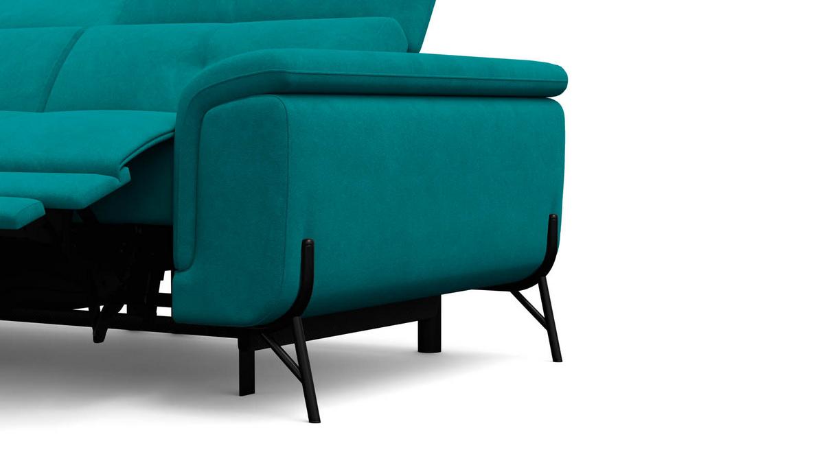 SOFA RELAX AVENA 3-Sitzer, dunkelgrüner Veloursstoff - Dunkelgrün/Schwarz, Holz/Textil (204/80/108cm) - Courtois Laville