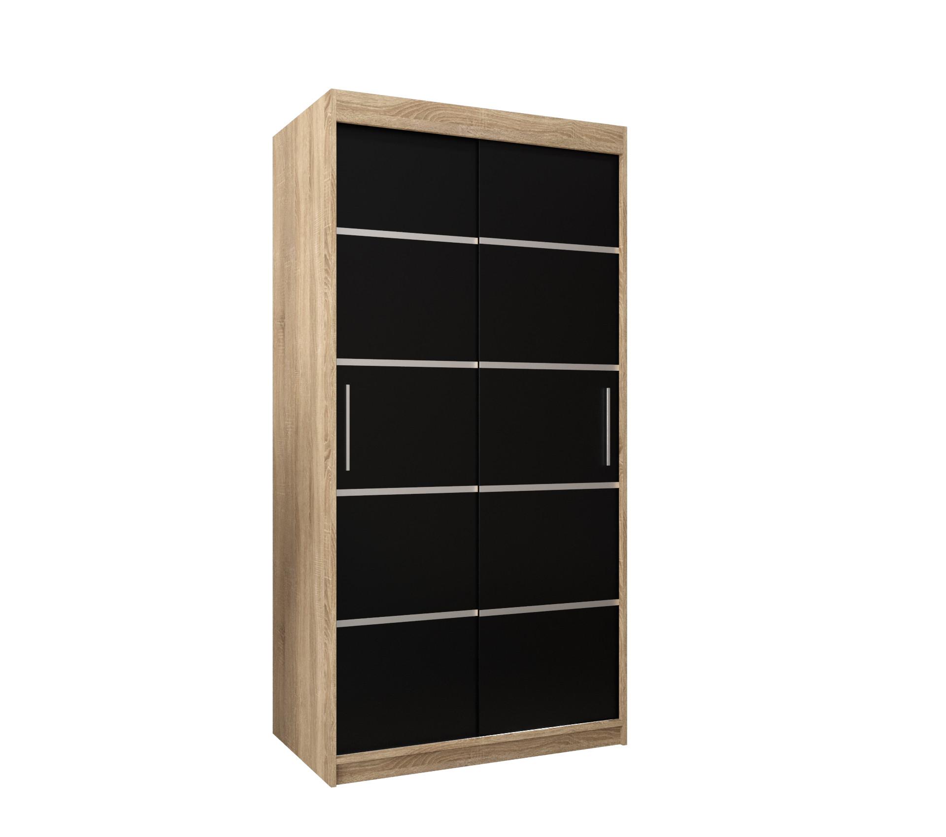 SCHWEBETÜRENSCHRANK 200/100/62 2-türig - Silberfarben/Schwarz, Holz/Kunststoff (100/200/62cm) - MÖBEL KRYSPOL