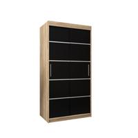SCHWEBETÜRENSCHRANK 200/100/62 2-türig - Silberfarben/Schwarz, Holz/Kunststoff (100/200/62cm) - MÖBEL KRYSPOL