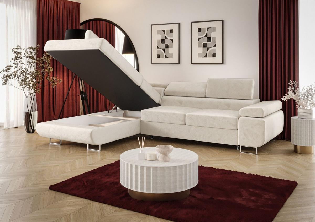 ECKSOFA Monaro Mit Schlaffunktion - Bordeaux, Holzwerkstoff/Textil (202/275cm) - Fun Möbel