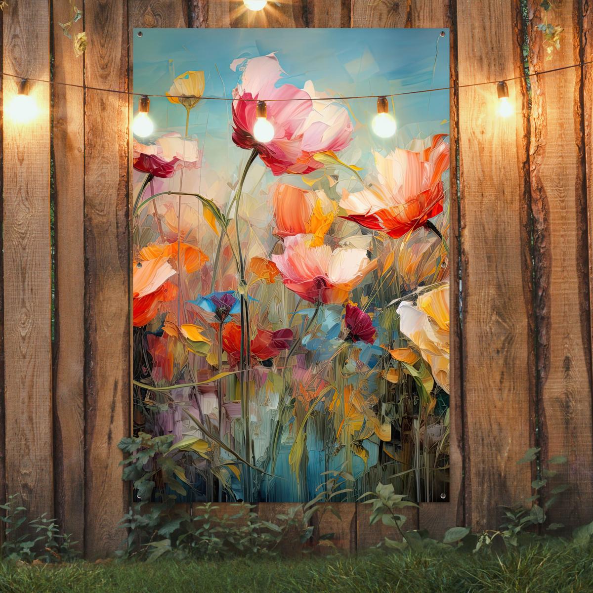 GARTENPOSTER Blumen - Aquarell - Kunst - Botanisch - Natur Bild 120x180 cm - Orange, Kunststoff (120/180/0.2cm) - OnlyWow