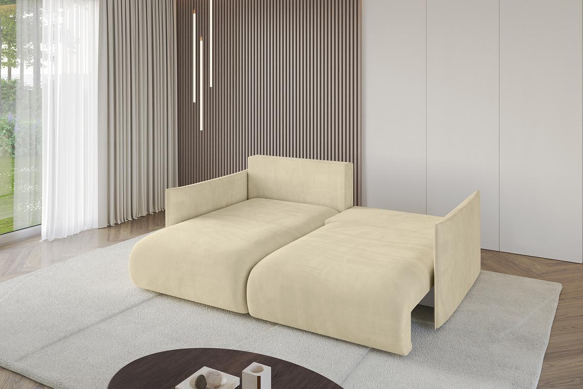 ECKSOFA Ottomane links ONESK-L 216x177x72 Beige Velours - Taupe/Beige, Holzwerkstoff/Kunststoff (216/177cm) - ALTDECOR