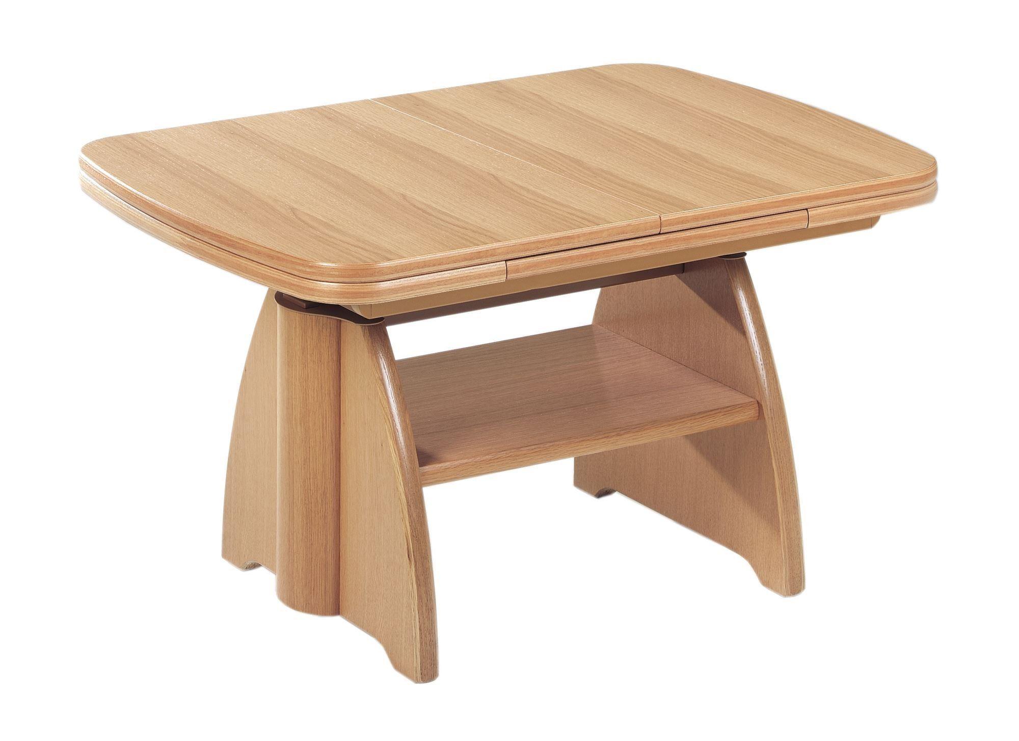FUNKTIONSTISCH Camela höhenverstellbar und ausziehbar 125(165,5) x 71 x 56-75 Couchtisch massiv Eiche - Hellbraun, Holz (125/71/56cm) - 58aufmkessel