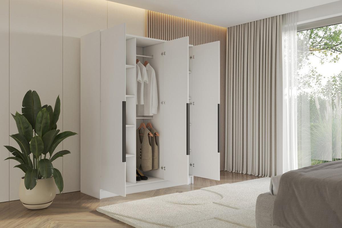 KLEIDERSCHRANK - LESE - 150 - Weiß - Schwarz/Weiß, Holzwerkstoff (150/200/51cm) - ALTDECOR