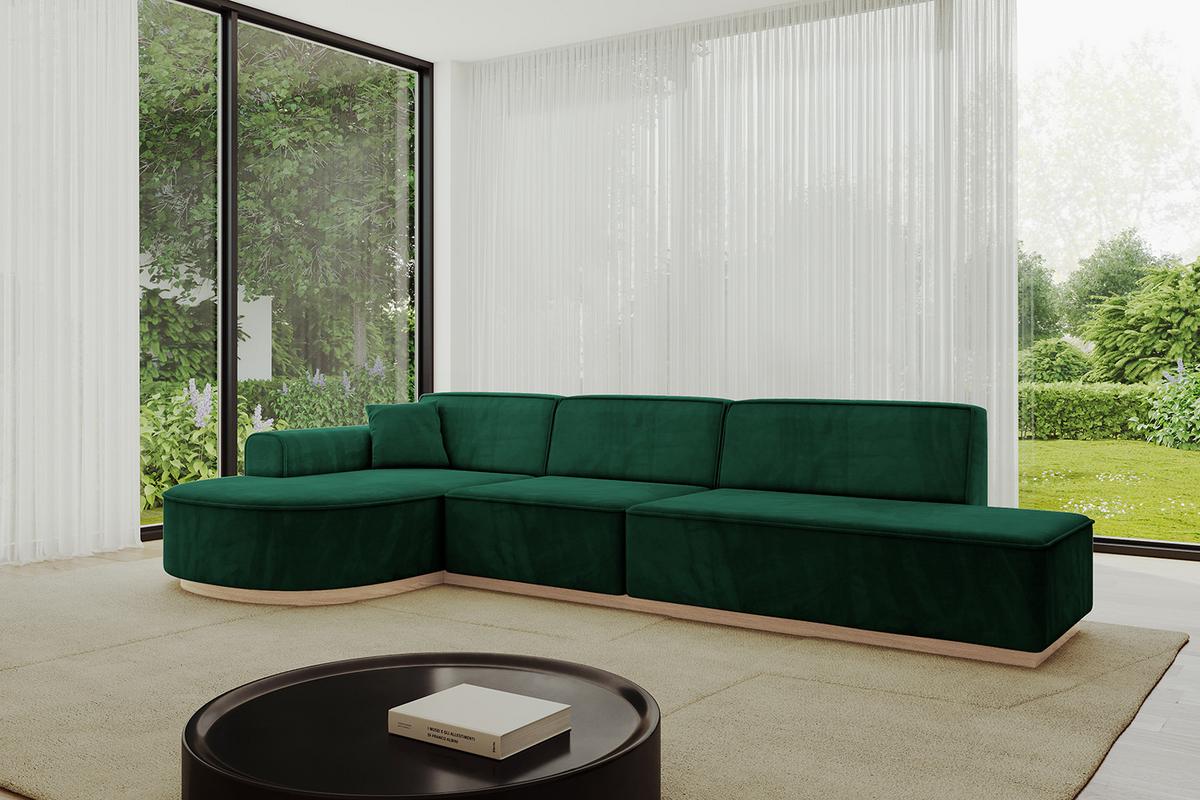 ECKSOFA Ottomane Links ARRIO-L2 - 328x171x83 cm Dunkelgrün - Grün, Holzwerkstoff/Textil (328/171cm) - ALTDECOR