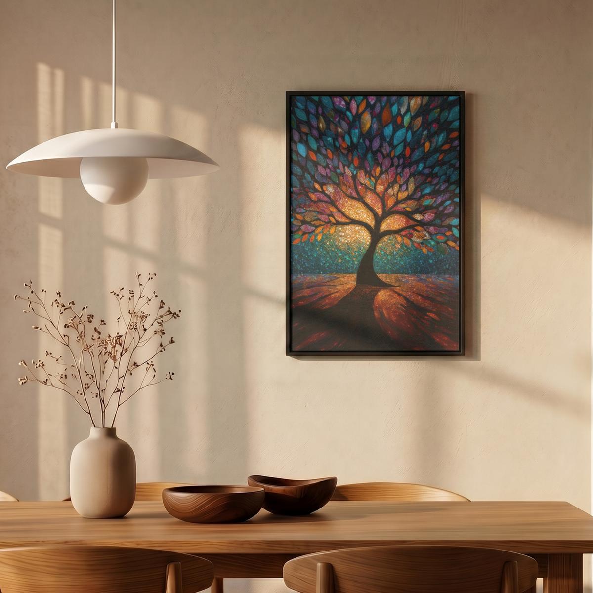 LEINWAND Bilder mit Rahmen - Mosaik - Bunt - Baum - Äste - 40x60 - Multicolor, Textil (40/60cm) - MuchoWow