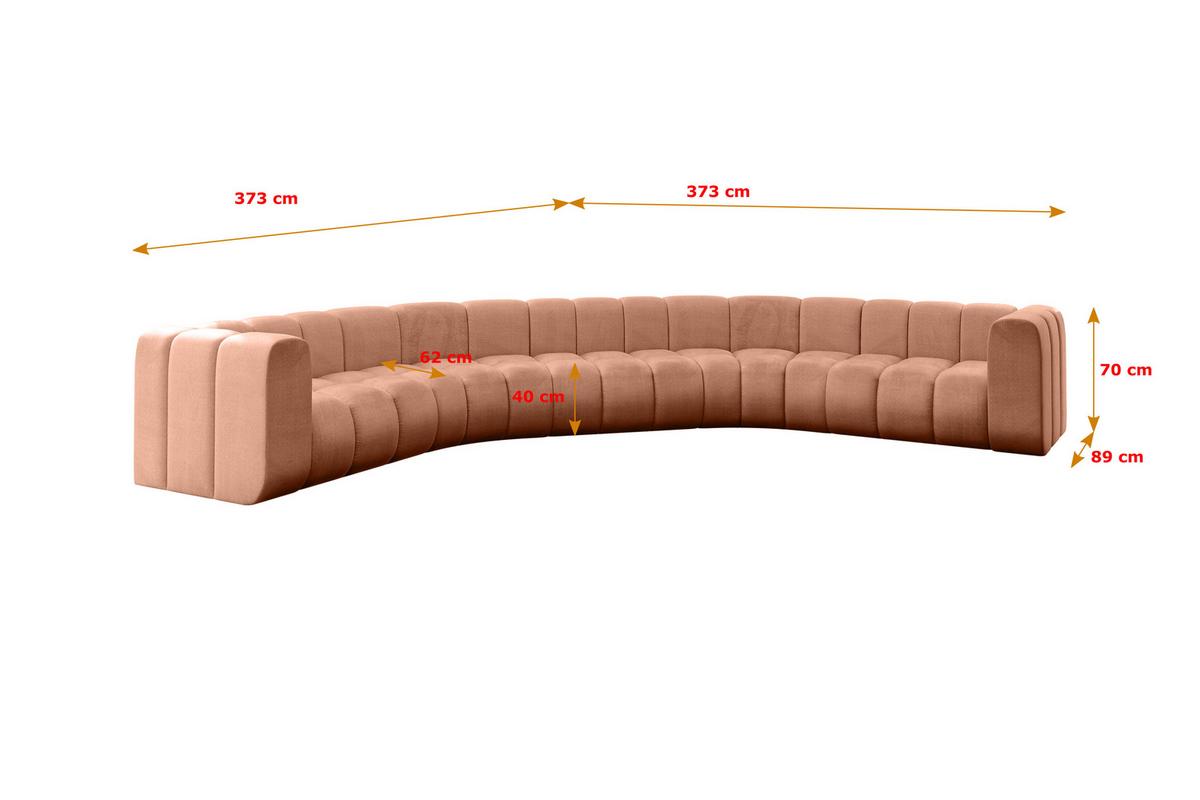 WOHNLANDSCHAFT modulares Sofa Lazro-U1 - 373x373x70 cm Apricot - Koralle, Holzwerkstoff/Textil (373/70/373cm) - ALTDECOR