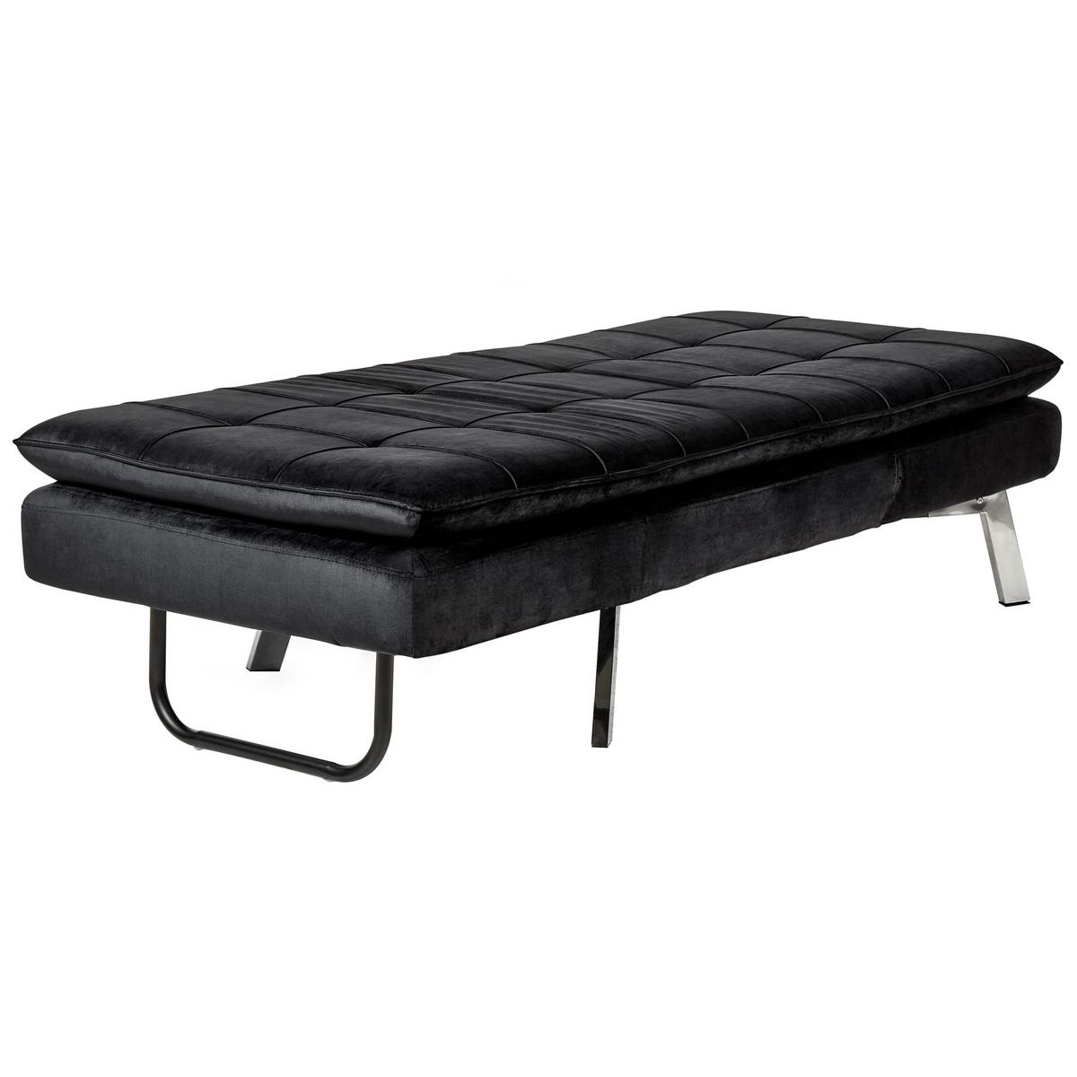 RELAXLIEGE Samtstoff schwarz verstellbar Loiret - Silberfarben/Schwarz, Textil (179/93/76cm) - Beliani