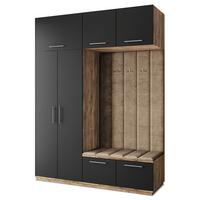 GARDEROBENSCHRANK REMA 180/240/60 cm Modern Garderobe-Set Eiche Lefkas - Eichefarben/Schwarz, Holzwerkstoff (180/240/60cm) - MASSENO