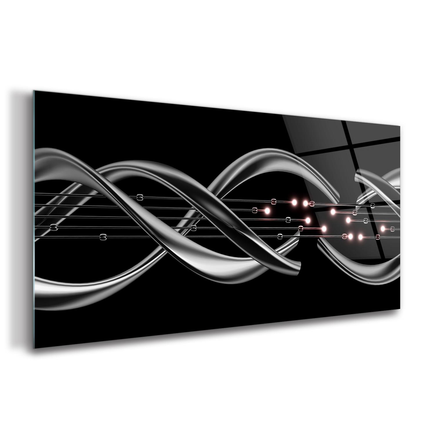 GLASBILD 120x60 cm Moderne Kunst - Silberfarben/Schwarz, Glas (120/60cm) - TULUP