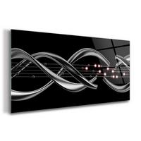 GLASBILD 120x60 cm Moderne Kunst - Silberfarben/Schwarz, Glas (120/60cm) - TULUP