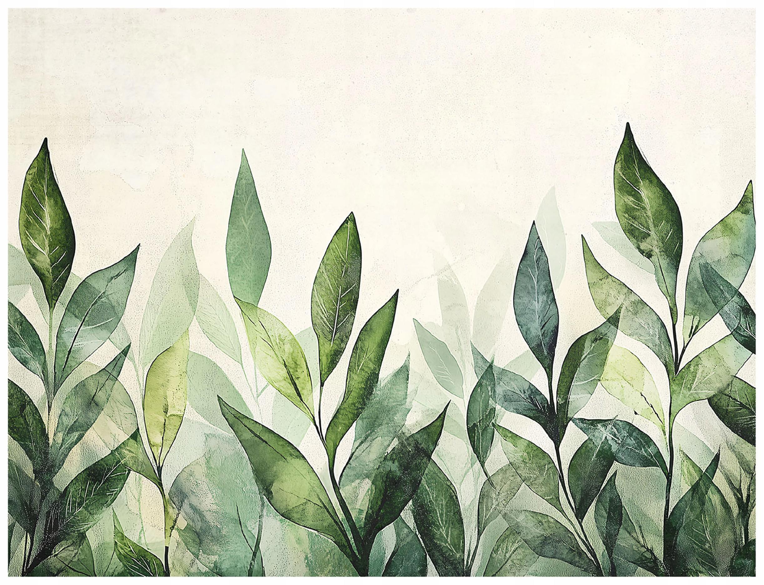 FOTOTAPETE Blätter Nature Wohnzimmer Vliestapete 350x250 - Grün, Papier (350/250cm) - Wallarena