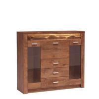 VITRINE ZERI 122 / 137 cm in Braun - Braun, Holzwerkstoff (137/122/42cm) - MASSENO