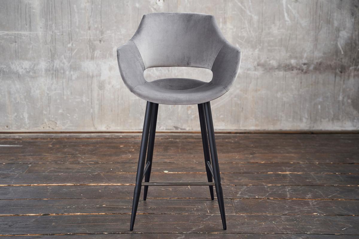 BARHOCKER ZAJA Grau Velvet - Grau, Textil (57/114/59cm) - KAWOLA