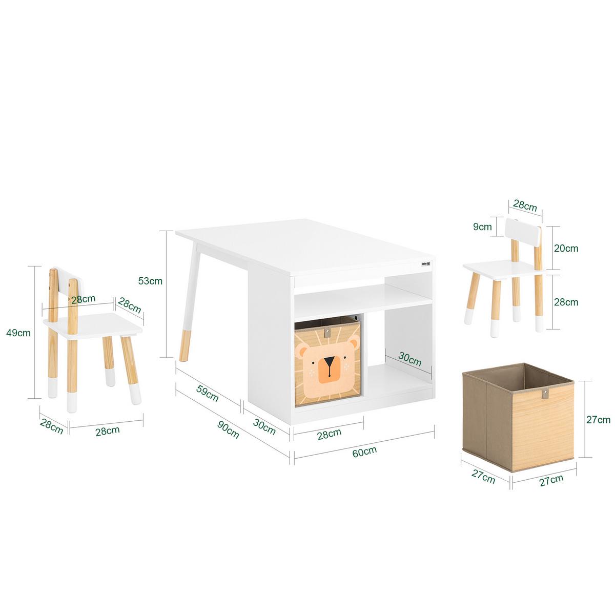 KINDERSITZGRUPPE Weiß - Weiß/Naturfarben, Holz/Holzwerkstoff (90/53/60cm) - SoBuy