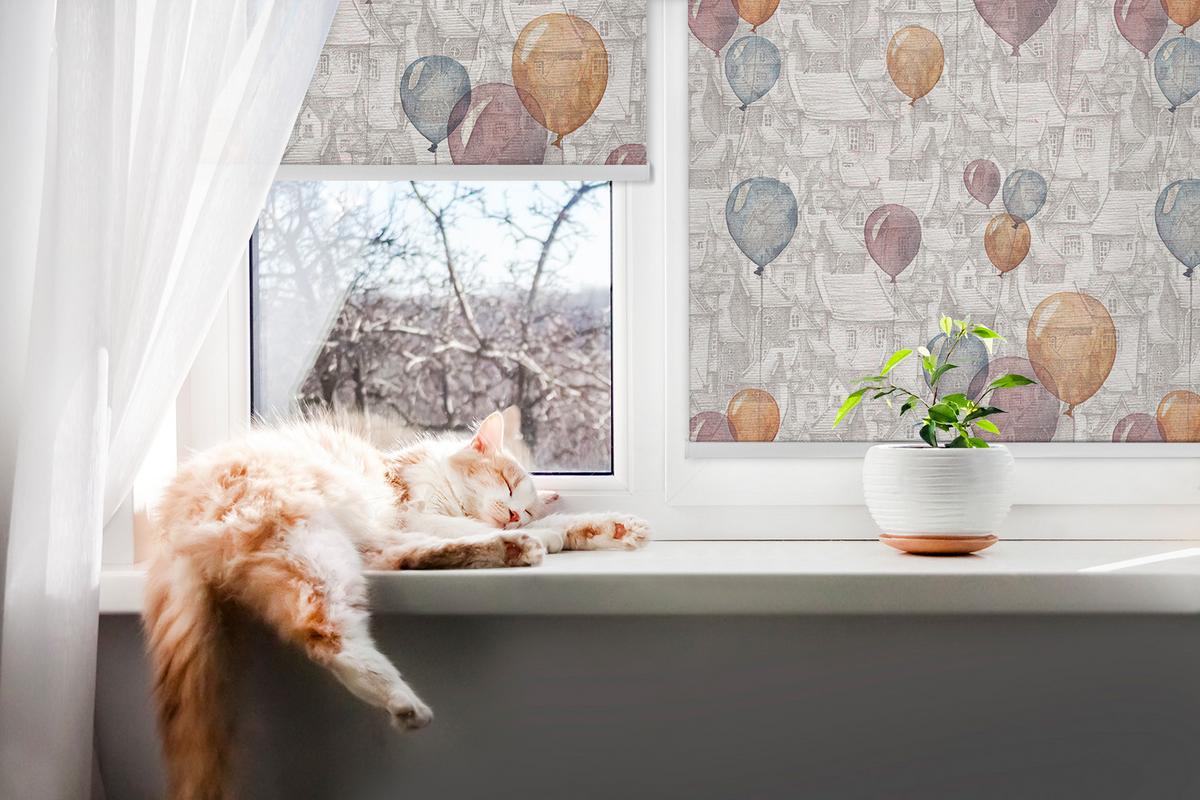 INNENROLLO - Fensterrollo - Rollo - 100x140 cm - Ballons - Orange, Kunststoff (100/140/0.5cm) - TULUP