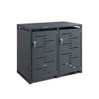 MÜLLTONNENBOX 2er 480L Metall Mülltrennung 134,2x116,2x80,2 cm - Dunkelgrau, Metall (134/116/80cm) - SoBuy