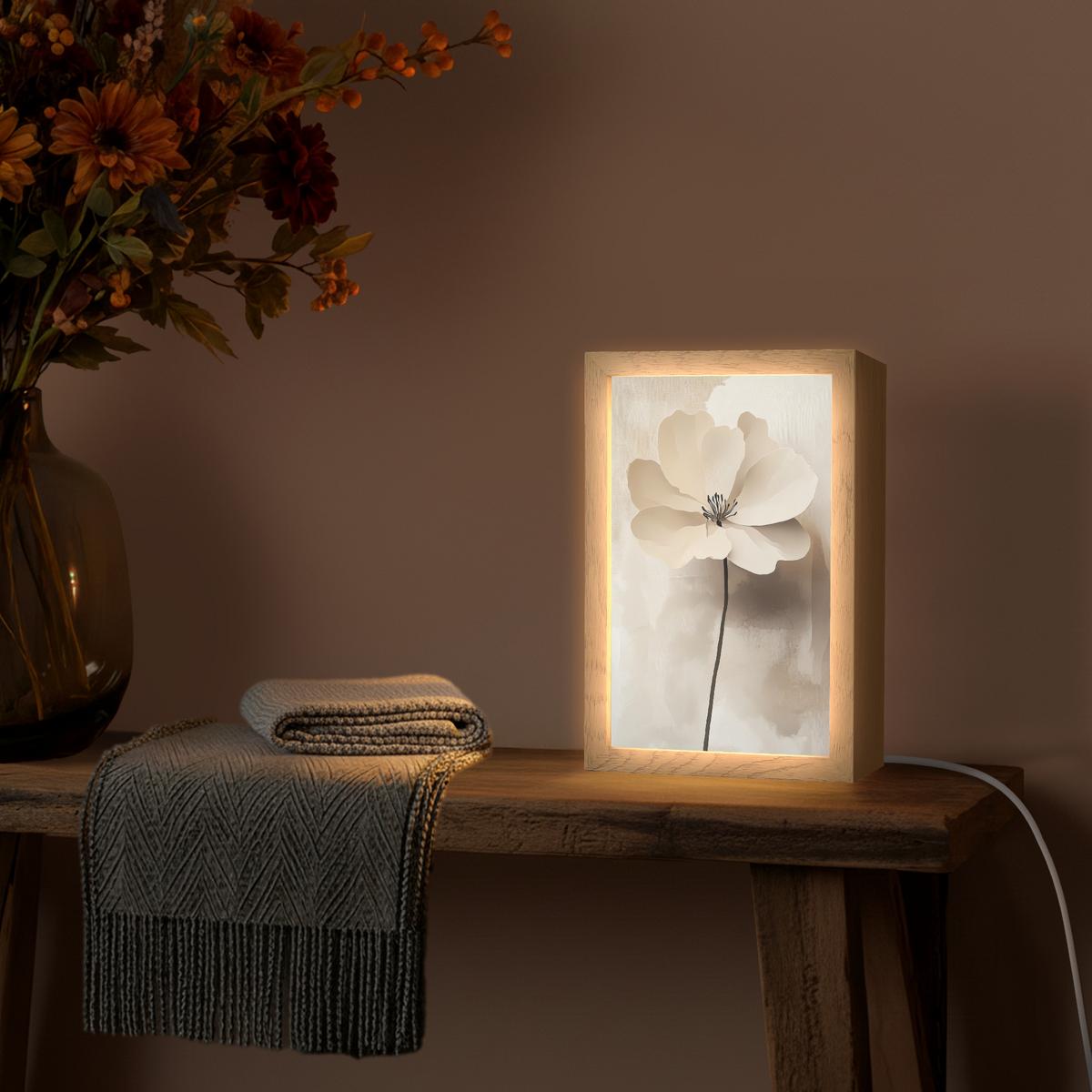 WANDLEUCHTE Blume - Beige - Farbe - Schatten 20x30 cm - Beige, Holzwerkstoff (20/30/8cm) - OnlyWow