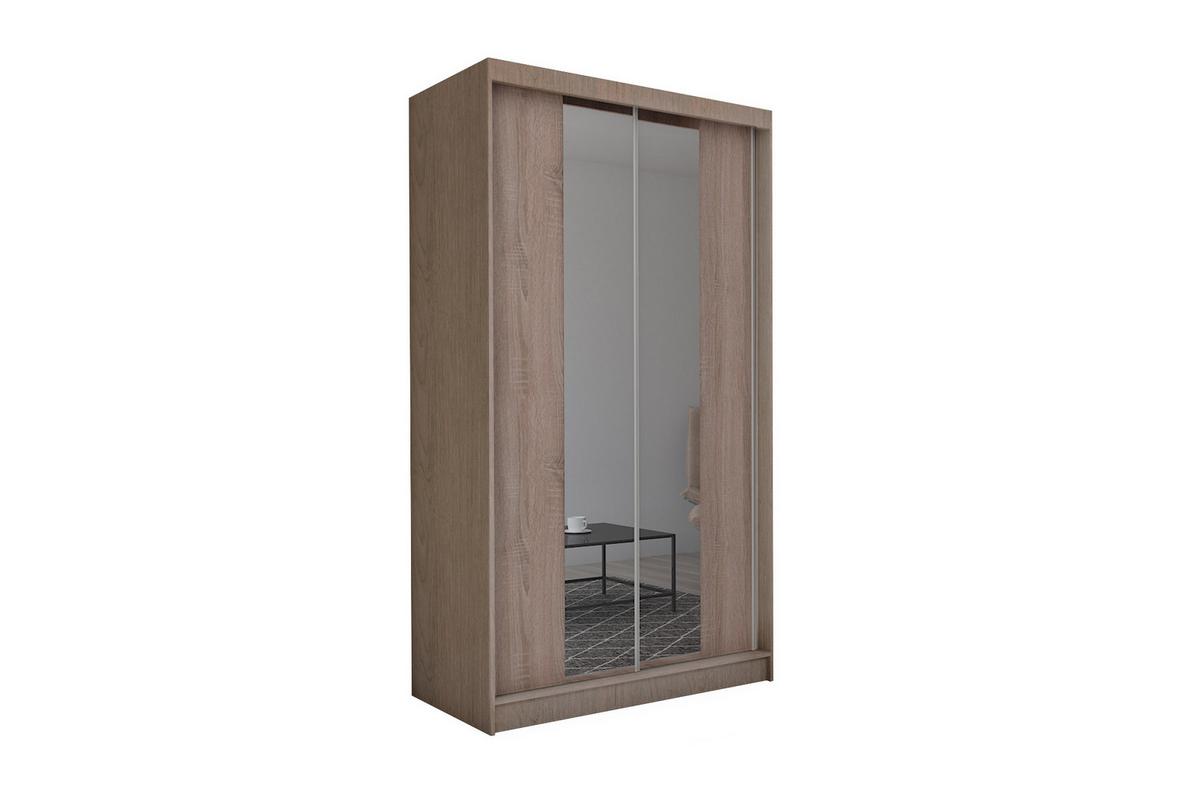 SCHWEBETÜRENSCHRANK LUCENZA 150/216/61 cm 2-türig mit Spiegel Sonoma Eiche - Sonoma Eiche, Holzwerkstoff (150/216/61cm) - MASSENO