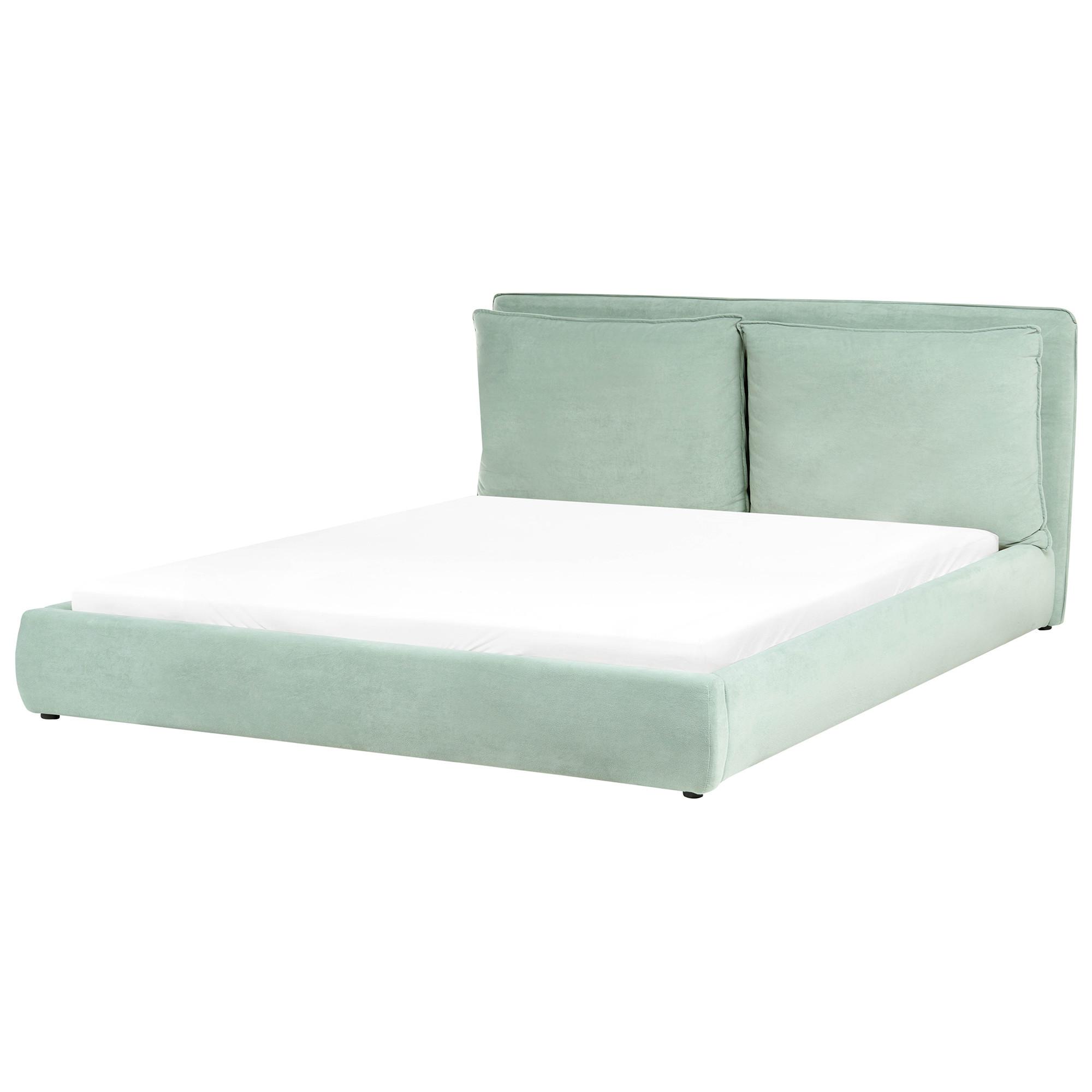 BETT mit Lattenrost 180/200 cm Mintgrün Bajonna - Schwarz/Mintgrün, Textil (180/200cm) - Beliani