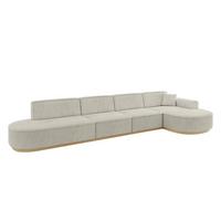 ECKSOFA Ottomane Rechts MARI-L3-v2 - 413x171x83 cm Creme Cord - Hellgrau/Creme, Holzwerkstoff/Textil (171/413cm) - ALTDECOR