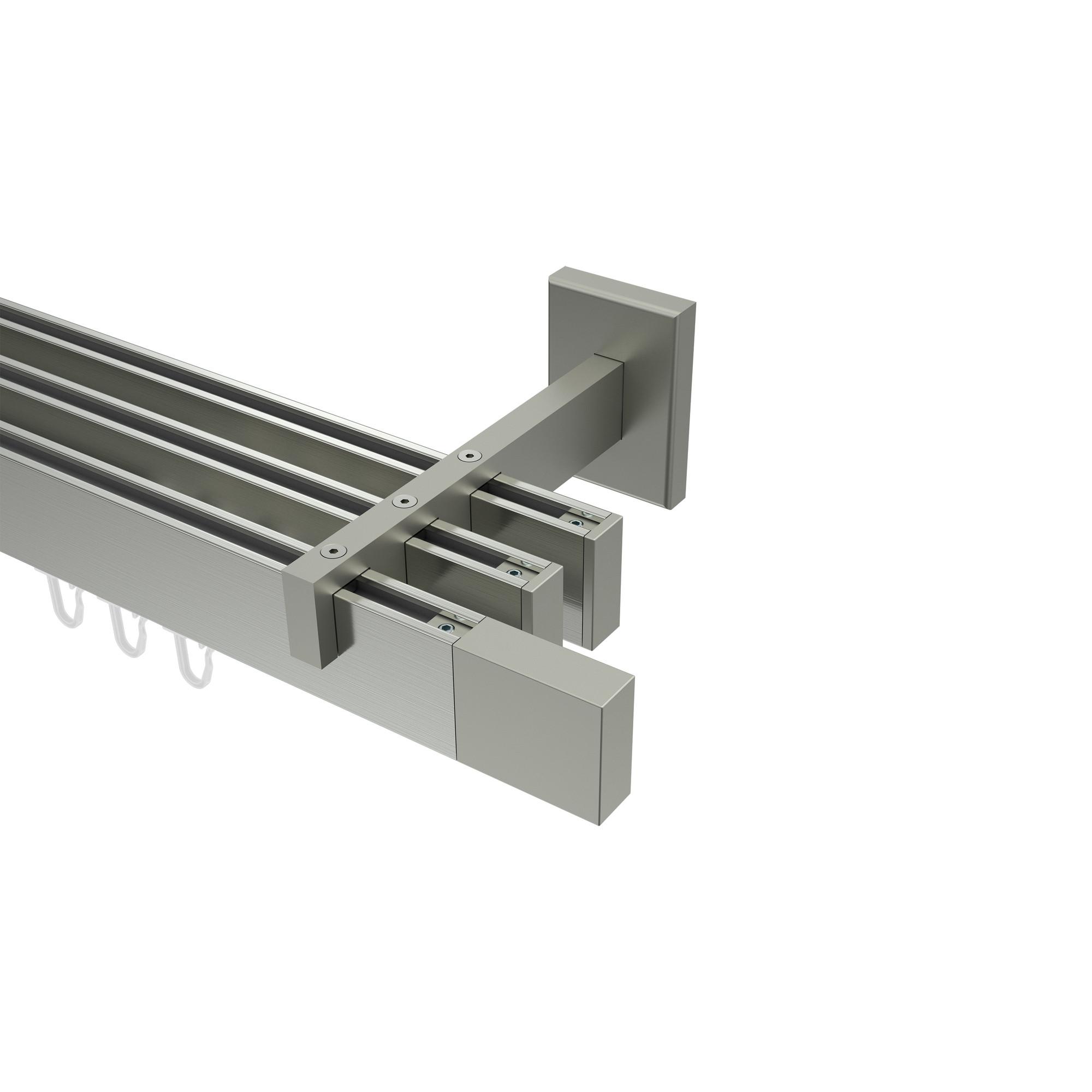 GARDINENSTANGE INNENLAUF Smartline Lox 120 cm, 3-läufig, 14x35 mm Edelstahl-Optik - Edelstahlfarben, Metall (120cm) - INTERDECO