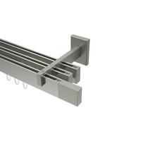 GARDINENSTANGE INNENLAUF Smartline Lox 120 cm, 3-läufig, 14x35 mm Edelstahl-Optik - Edelstahlfarben, Metall (120cm) - INTERDECO