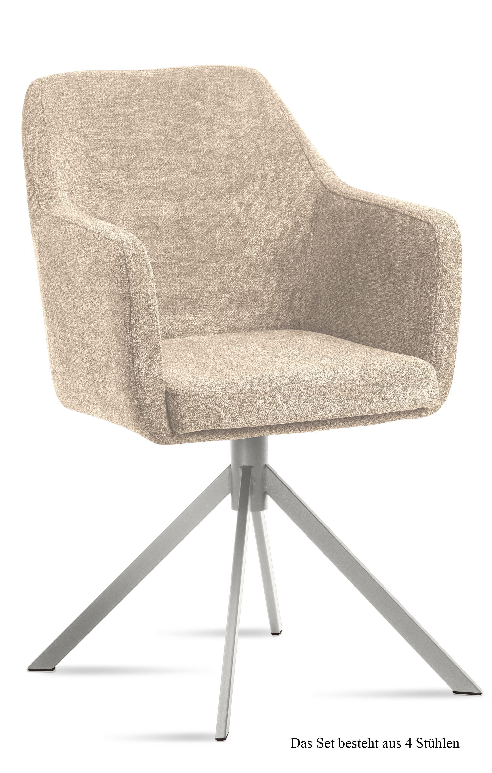 ARMLEHNSTUHL (4er-Set) Dorrie 57x87x60 Edelstahl/Natur - Edelstahlfarben/Naturfarben, Kunststoff (60/87/57cm) - 58aufmkessel