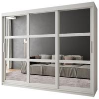 SCHWEBETÜRENSCHRANK 200/250/62 3-türig - Silberfarben/Weiß, Holz/Kunststoff (250/200/62cm) - MÖBEL KRYSPOL
