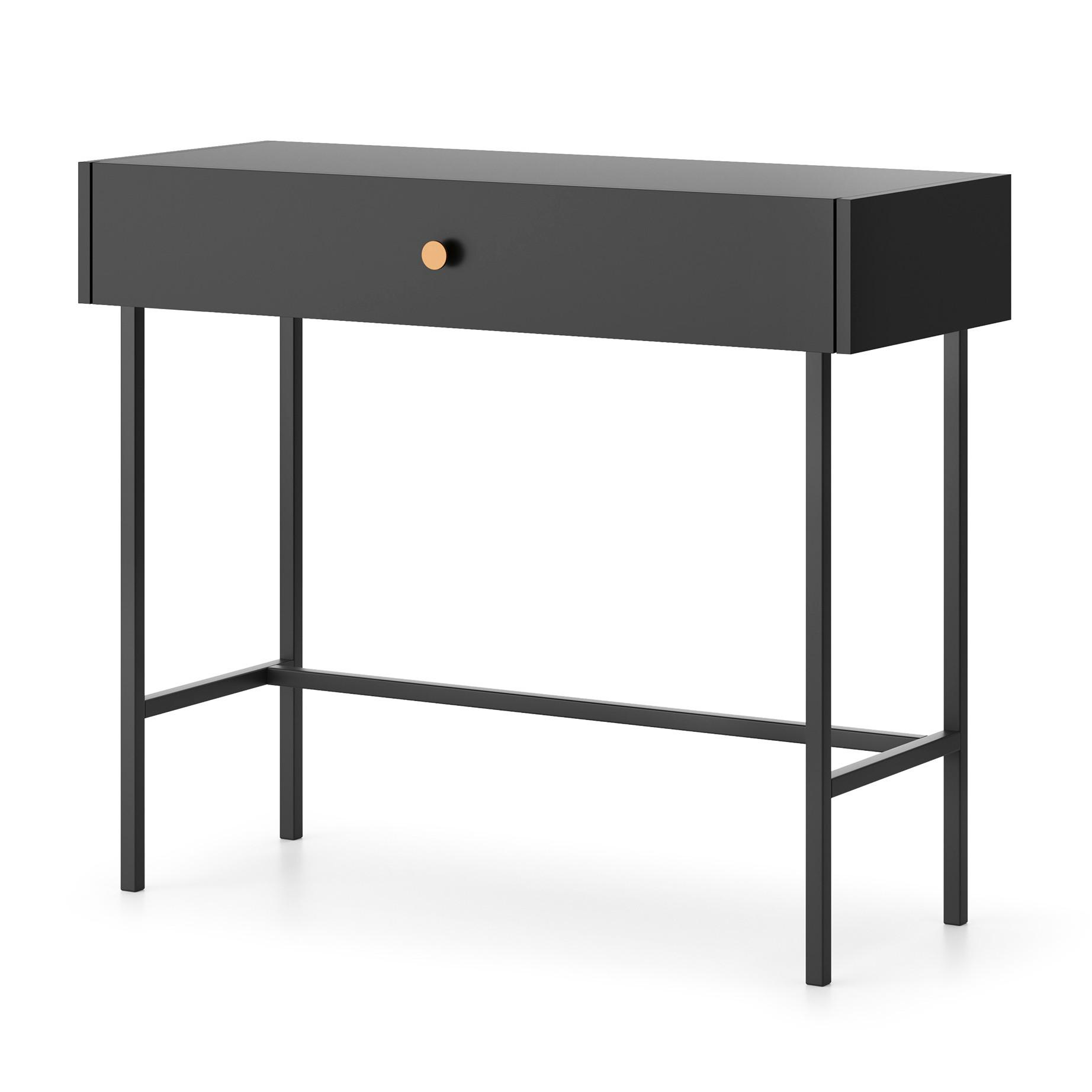 KONSOLENTISCH Dalia mit 1 Schublade und Metallbeinen, Schwarz - Schwarz, Holzwerkstoff/Metall (39/93/79cm) - Beautysofa