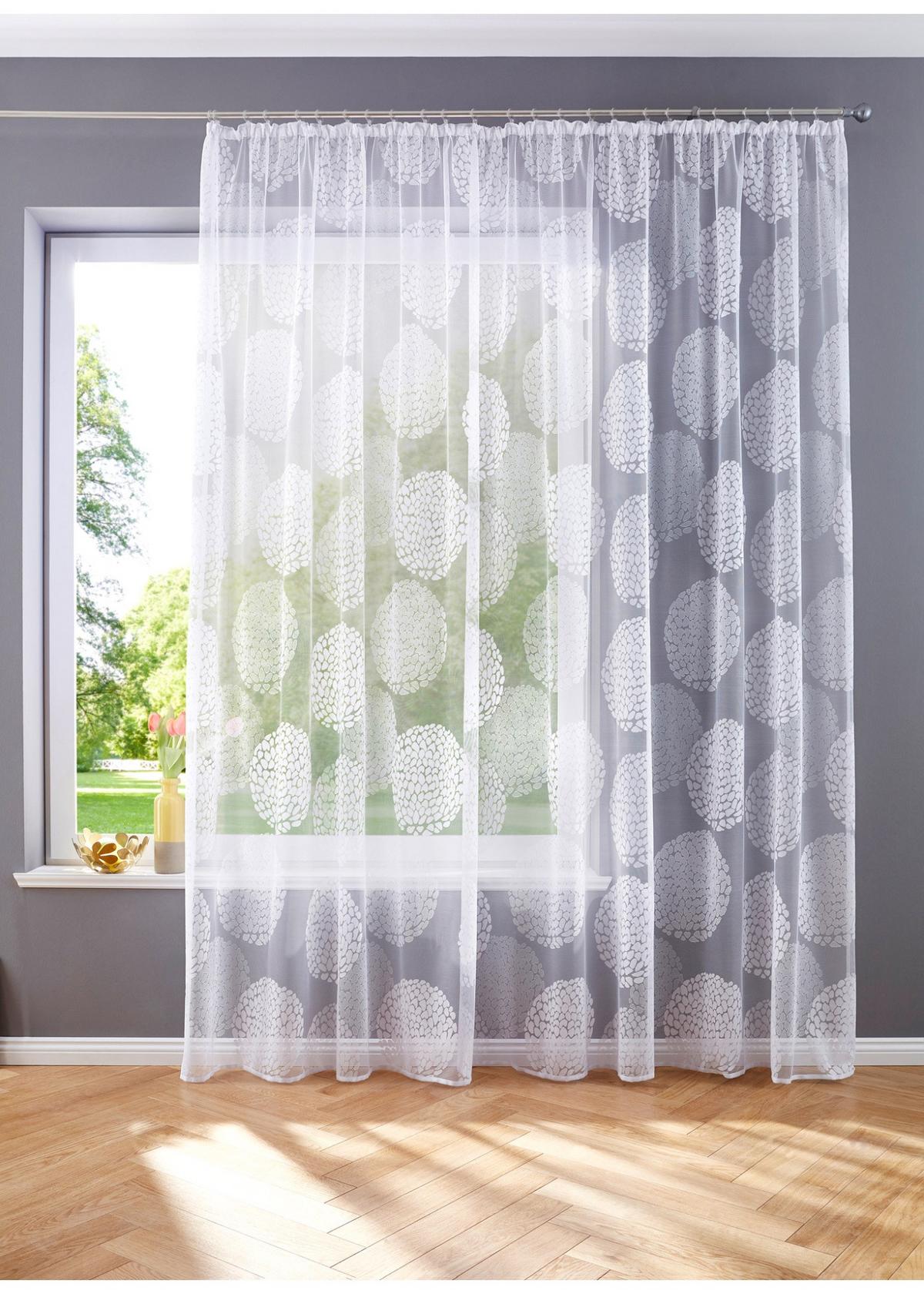 SCHLAUFENGARDINE KREISMUSTER HxB 245x300 cm - Weiß, Textil (300/245cm) - Gardinenbox