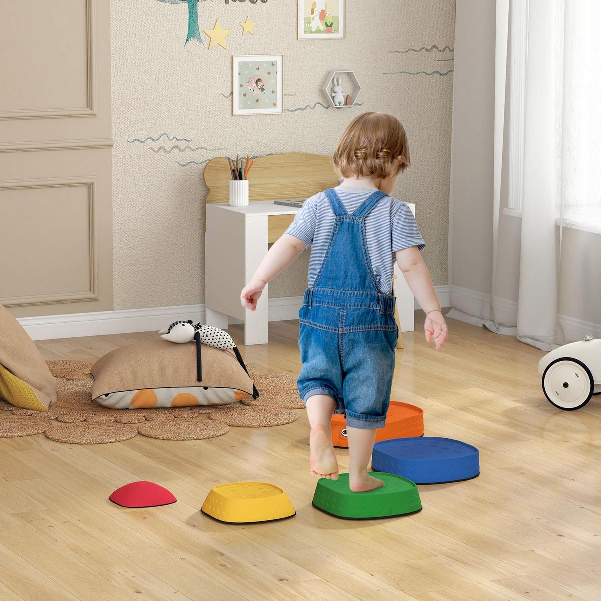 BALANCIERSTEINE für Kinder 5 Stück Rutschfeste Trittsteine stapelbar 2-8 Jahren - Multicolor, Kunststoff (33.5/28/37.8cm) - AIYAPLAY