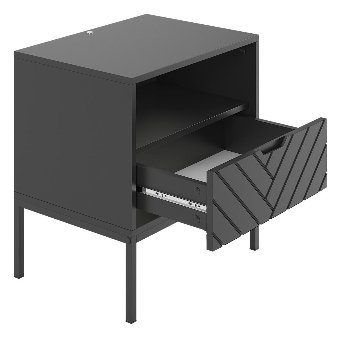 NACHTTISCH Daria Schwarz - Schwarz, Holzwerkstoff (53/77/39cm) - Petits-meubles