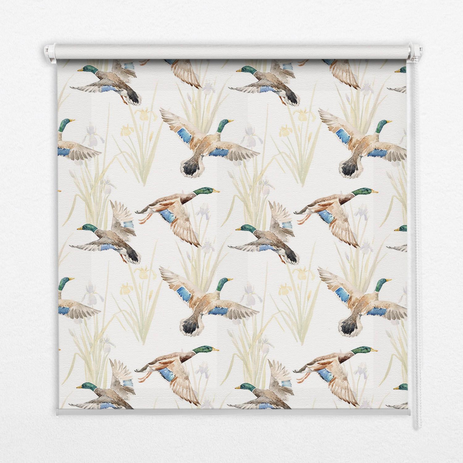 INNENROLLO - Fensterrollo - Rollo - 110x140 cm - Fliegende Enten - Braun, Kunststoff (110/140/0.5cm) - TULUP