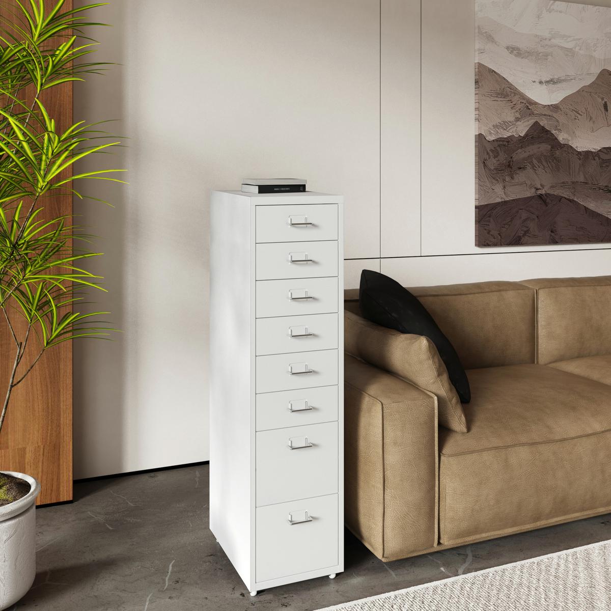 ROLLCONTAINER Kökar - Weiß, Metall (28/109/41cm) - [en.casa]