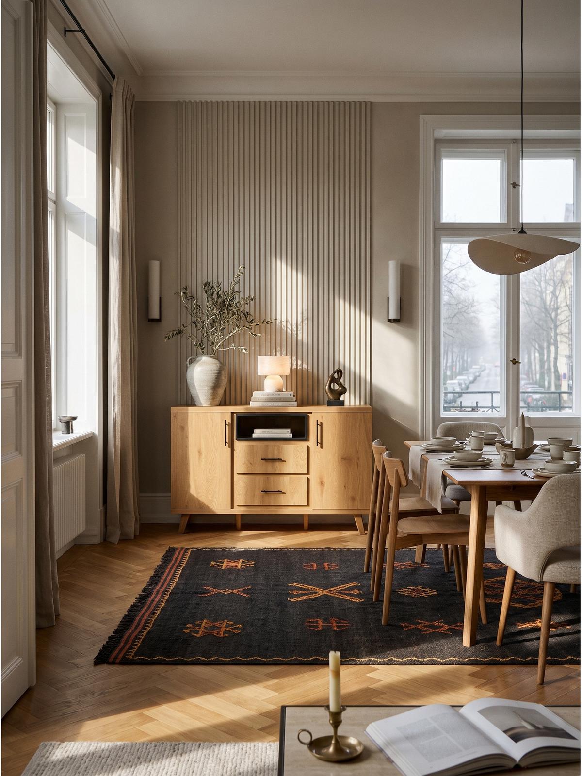 SIDEBOARD BASSANO, MDF, in Eichenoptik, mit Stauraum, 150 x 40 x 95 cm - Hellbraun/Braun, Eichenholz/Holzwerkstoff (150/95/40cm) - KADIMA DESIGN