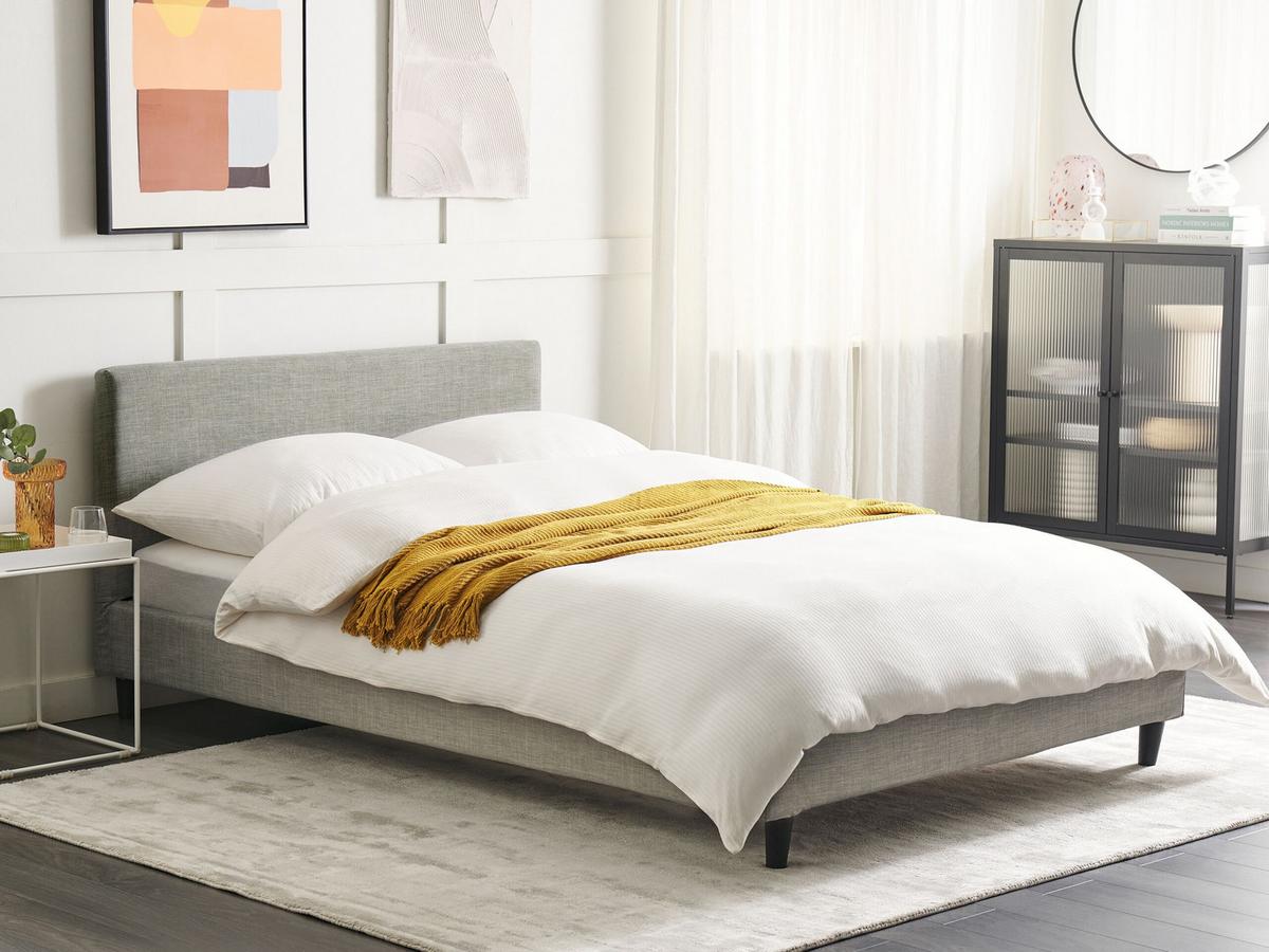 POLSTERBETT 140/200cm Hellgrau Fitou - Hellgrau, Textil (140/200cm) - Beliani