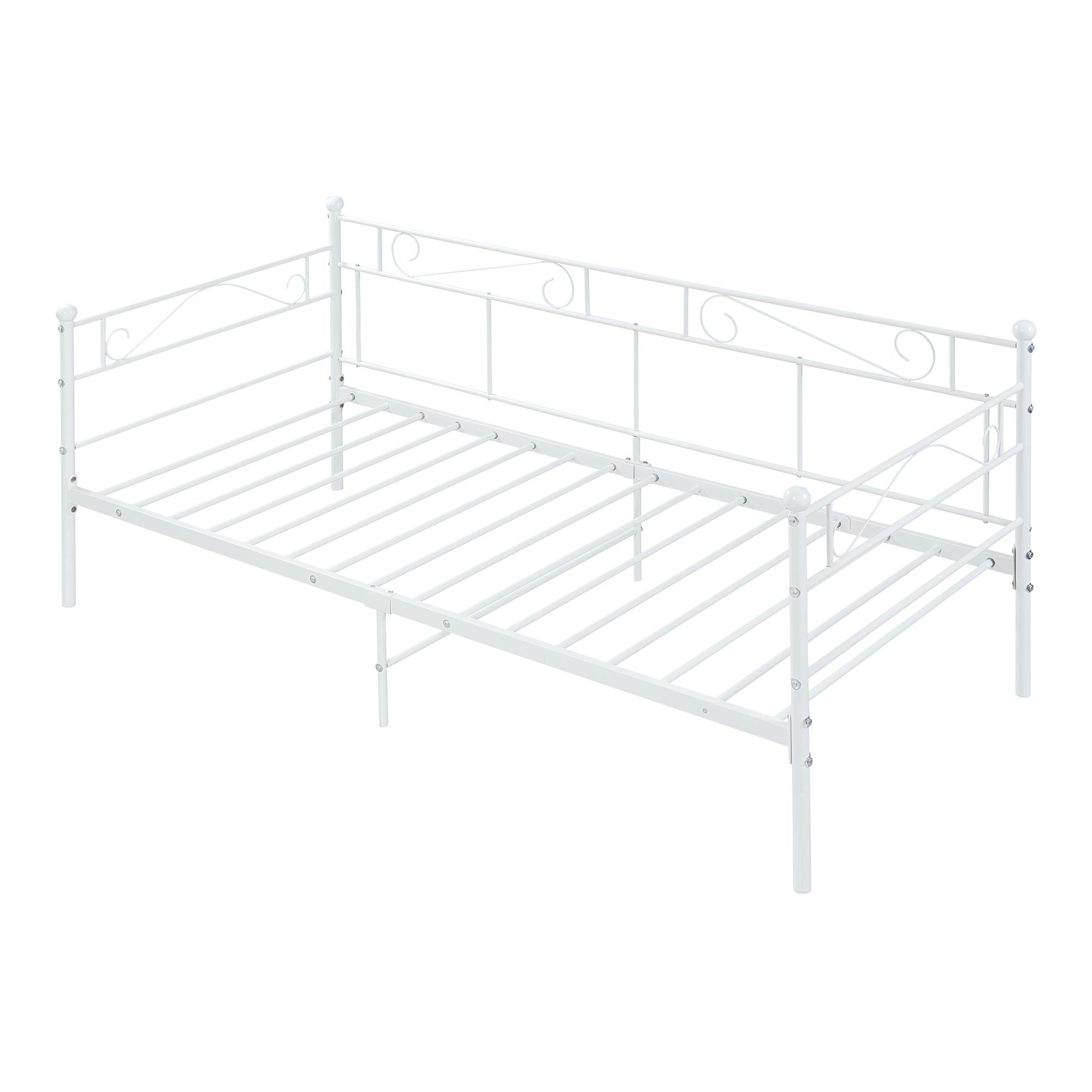TAGESBETT Granada - Weiß, Metall (90/200cm) - [en.casa]