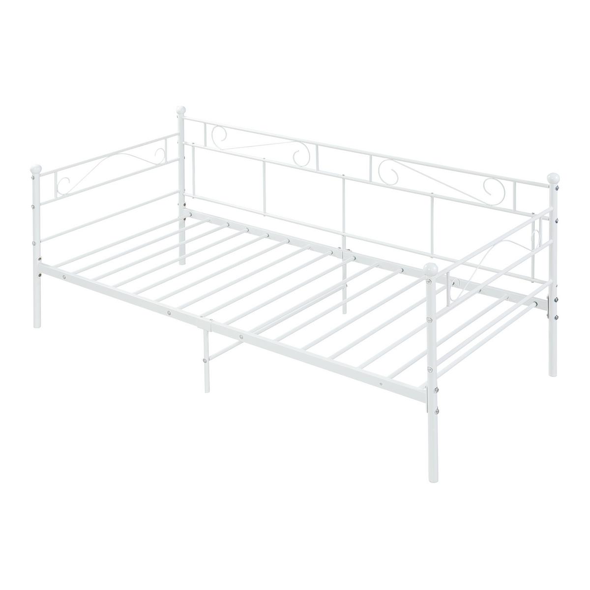 TAGESBETT Granada mit Matratze - Weiß, Textil/Metall (90/200cm) - [en.casa]
