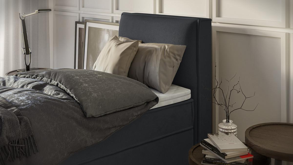 BOXBETT Eclipse 90/200 cm Graphit Luxusmicrofaser - Graphitfarben/Schwarz, Holz/Kunststoff (90/200cm) - S-Style Möbel