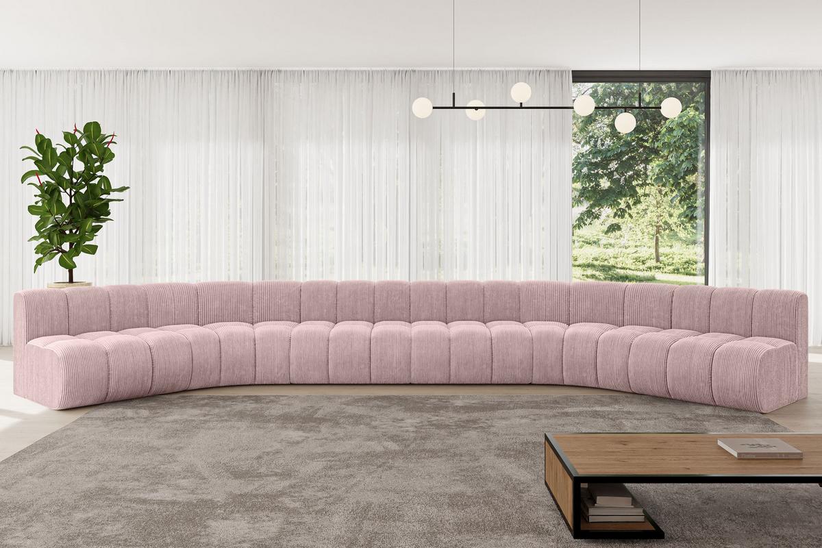 WOHNLANDSCHAFT modulares Sofa Montra-U2 - 581x174x70 cm Rosa - Rosa, Holzwerkstoff/Textil (581/70/174cm) - ALTDECOR