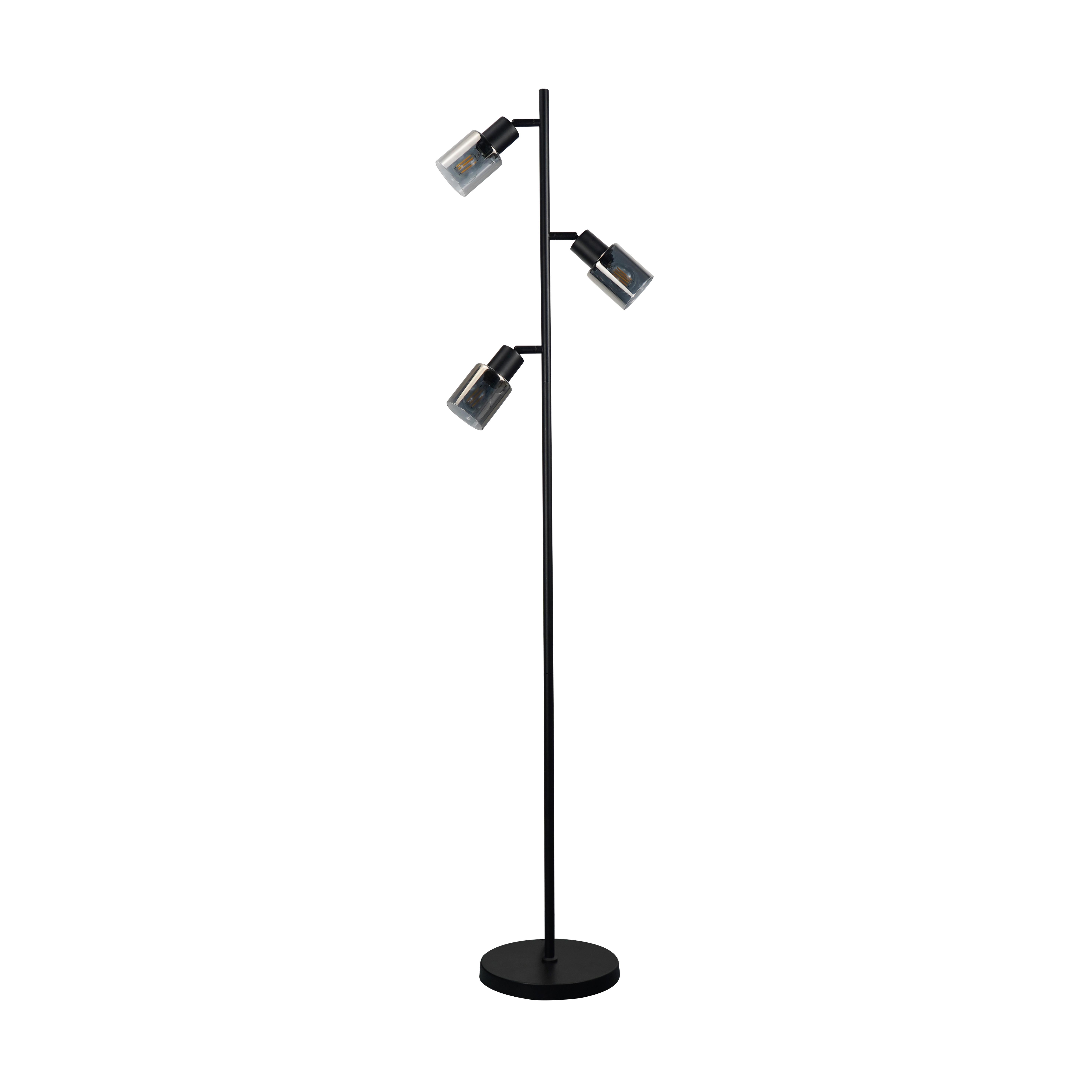 STEHLAMPE Elowen 23/23/138 cm - Schwarz, Glas/Metall (23/23/138cm) - ZMH