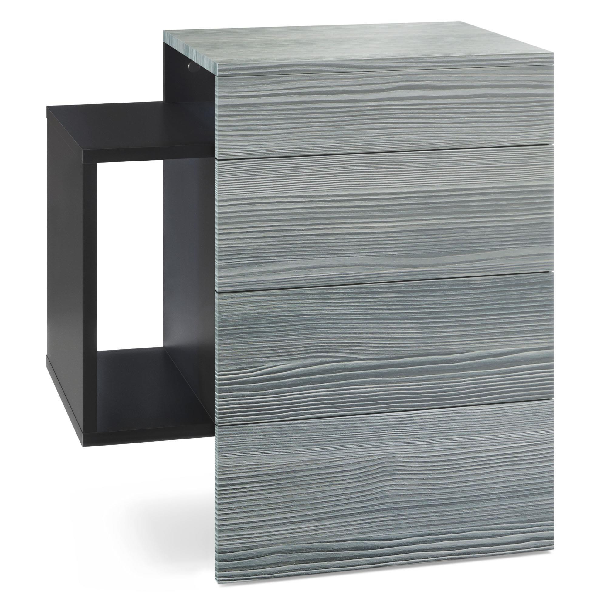 NACHTTISCH Queens Front in Avola-Anthrazit - Anthrazit, Holzwerkstoff (60/63/36cm) - Vladon