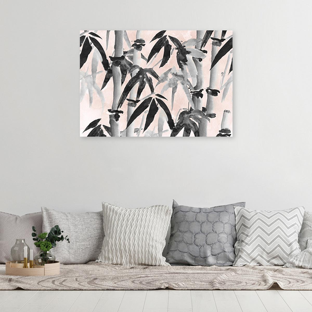 WANDBILD bambus wald japan - Schwarz, Textil (60/40cm) - Feeby