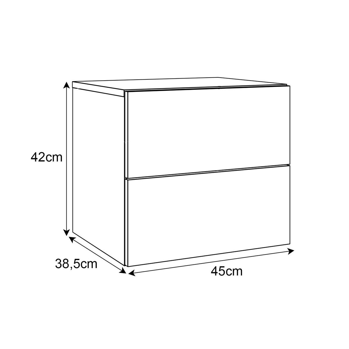 NACHTTISCH LINA LUX hängend mit Hochglanzplatte, Push Open - Weiß, Holzwerkstoff (45/42/39cm) - Lookway