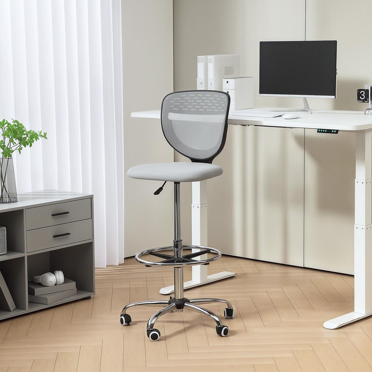 BÜROSTUHL Polyester Hellgrau - Hellgrau, Textil (59/126/59cm) - Vinsetto