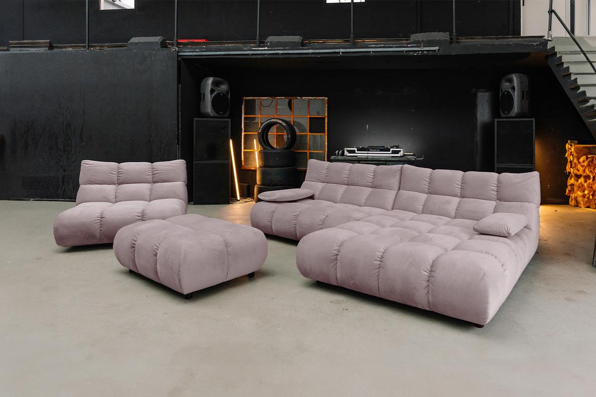 SITZGRUPPE VIVIEN 3ER SET Grau Velvet (1er-Set) - Grau, Kunststoff/Textil (510/85/359cm) - KAWOLA