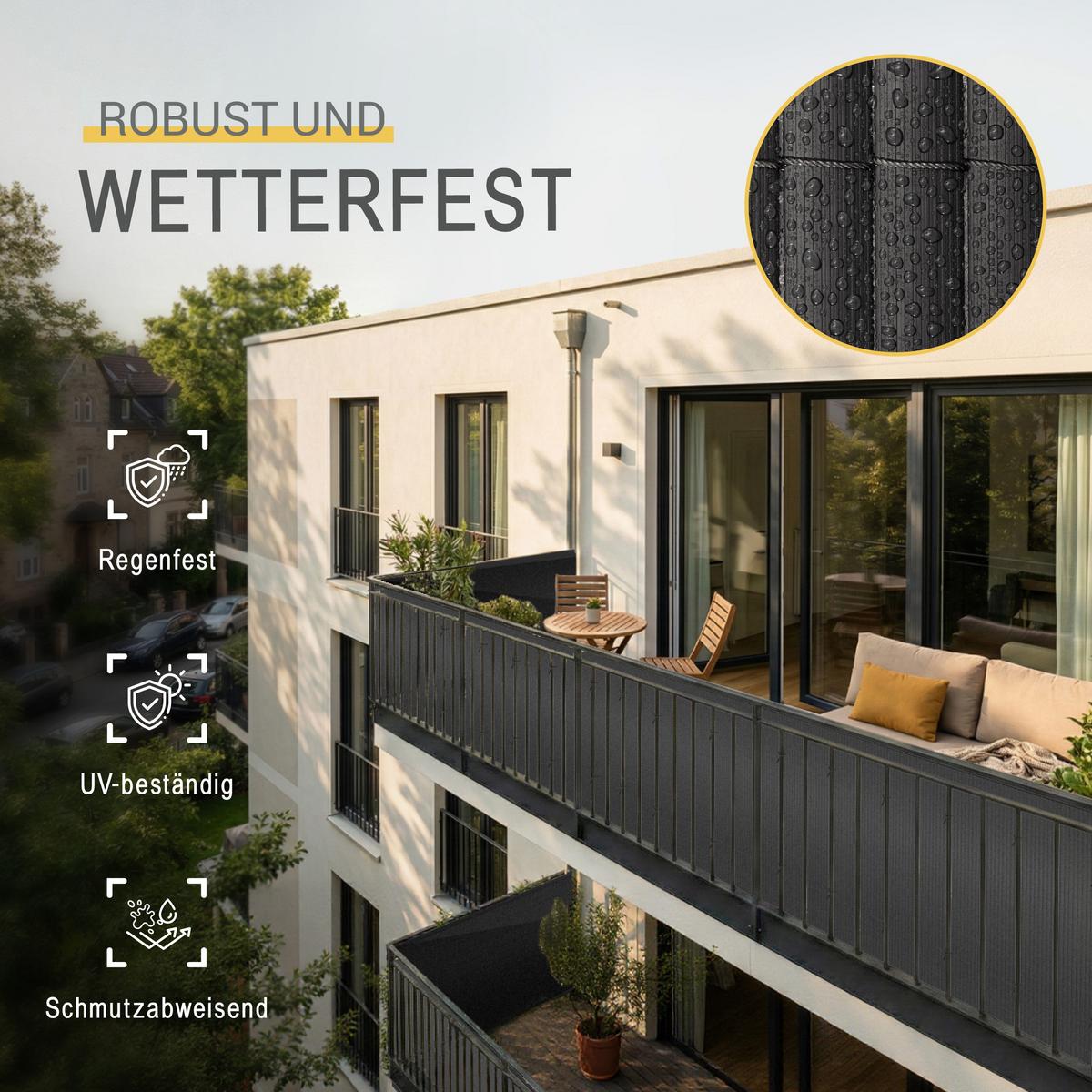 SICHTSCHUTZZAUN SolVision P12 100x300cm PVC Anthrazit - Anthrazit, Kunststoff (300cm) - Sol Royal