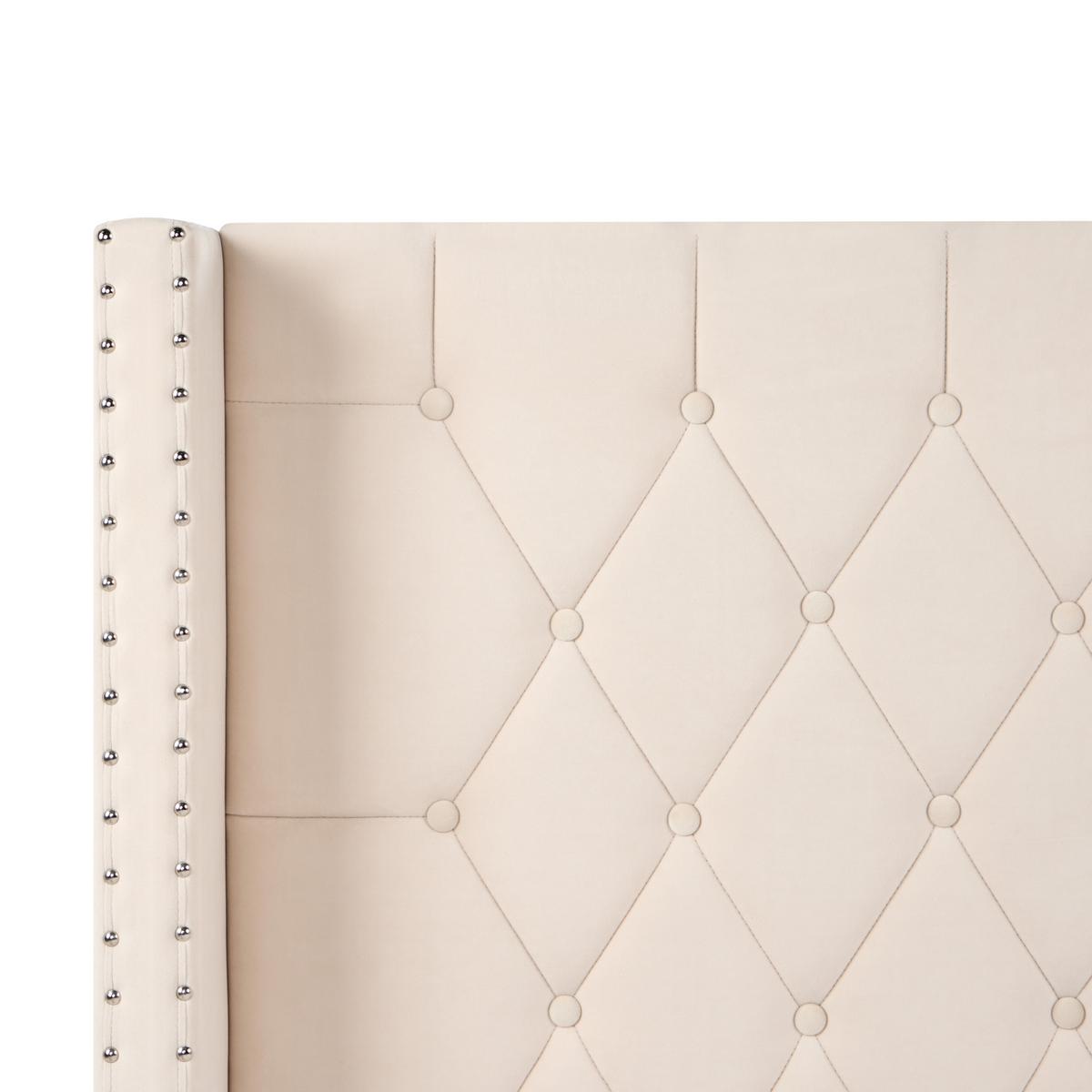 BETT mit Lattenrost 180/200 cm Samtstoff Cremeweiß Lubbon - Creme, Textil (180/200cm) - Beliani